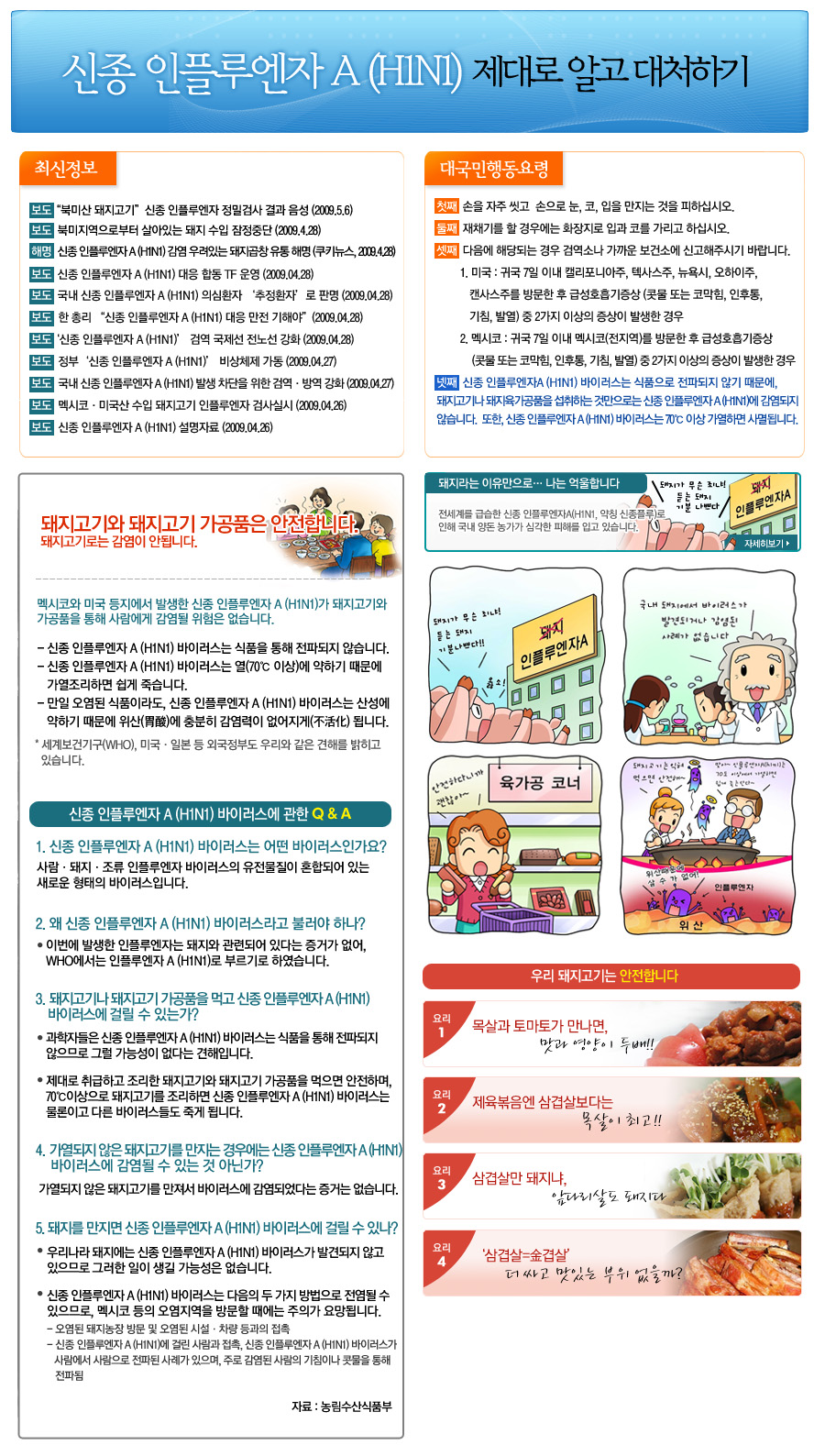 '신종인플루엔자 제대로 알고 대처하기' 홍보 자료물