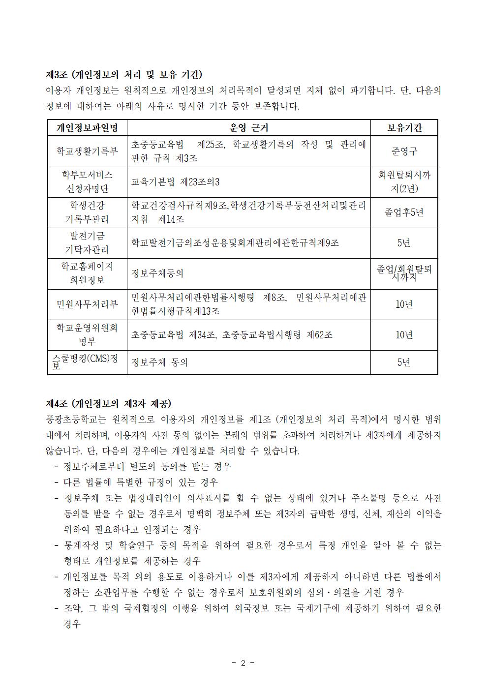 2019. 풍광초등학교 개인정보 처리방침(9.1002