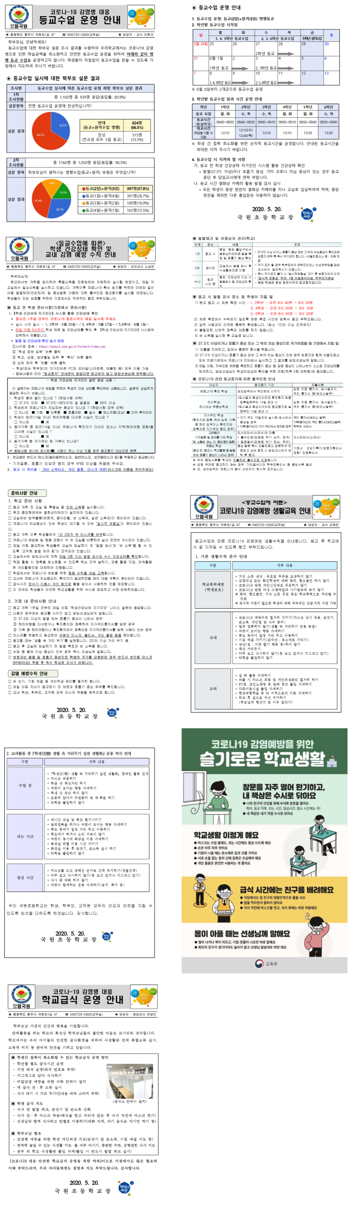 등교수업 운영에 따른 학부모 가정통신문