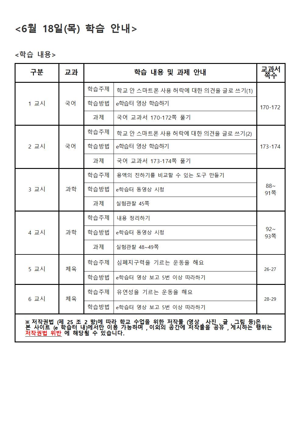 16주 주간학습 안내- 알림장 안내용002