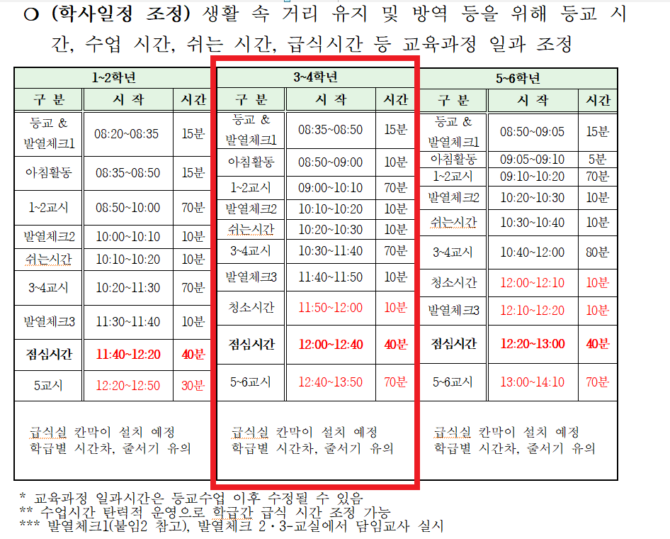 시간 조정 안내