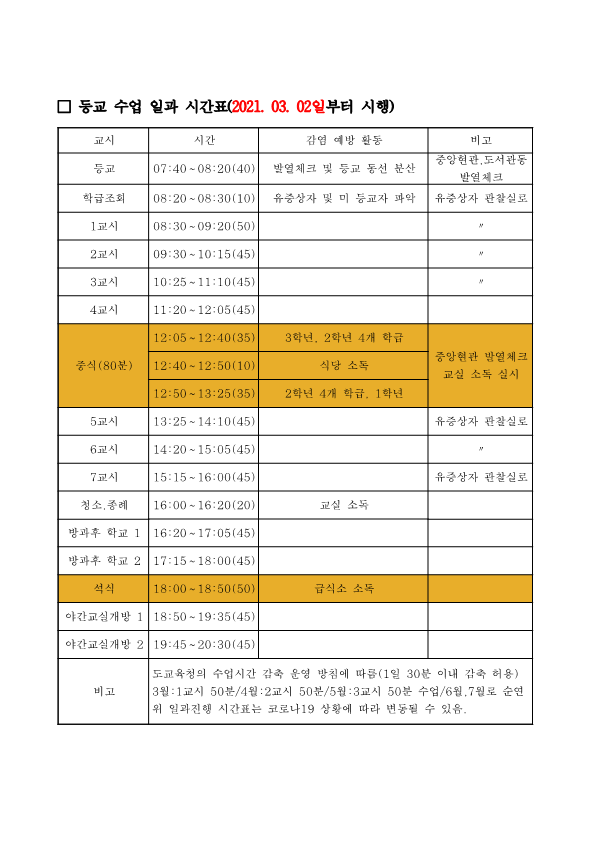 등교 수업 일과 시간표(2021.03.02시행 원본)_1