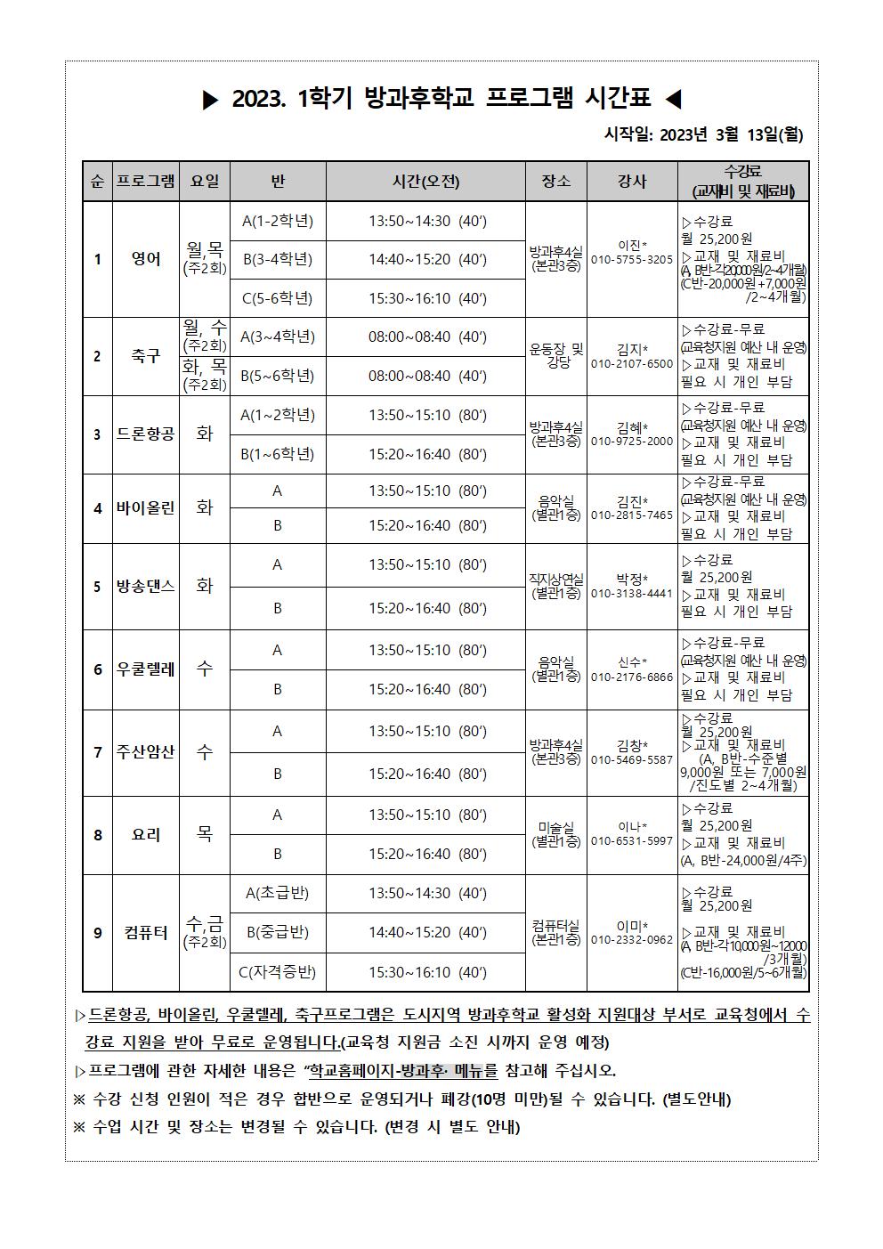 2023. 1학기 방과후학교 수강신청 안내002