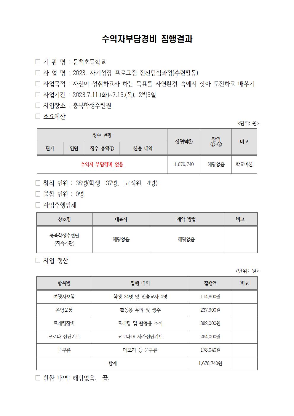 2023. 진천탐험과정 정산 결과001