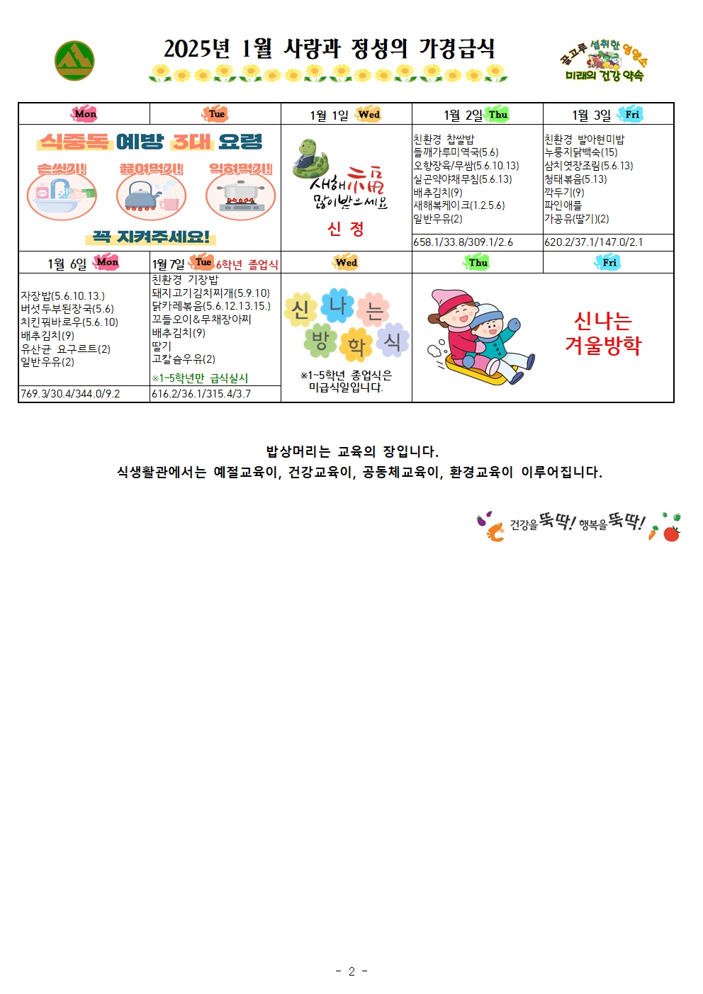 12~2025.1월 식단표 및 식생활정보 안내 가정통신문002