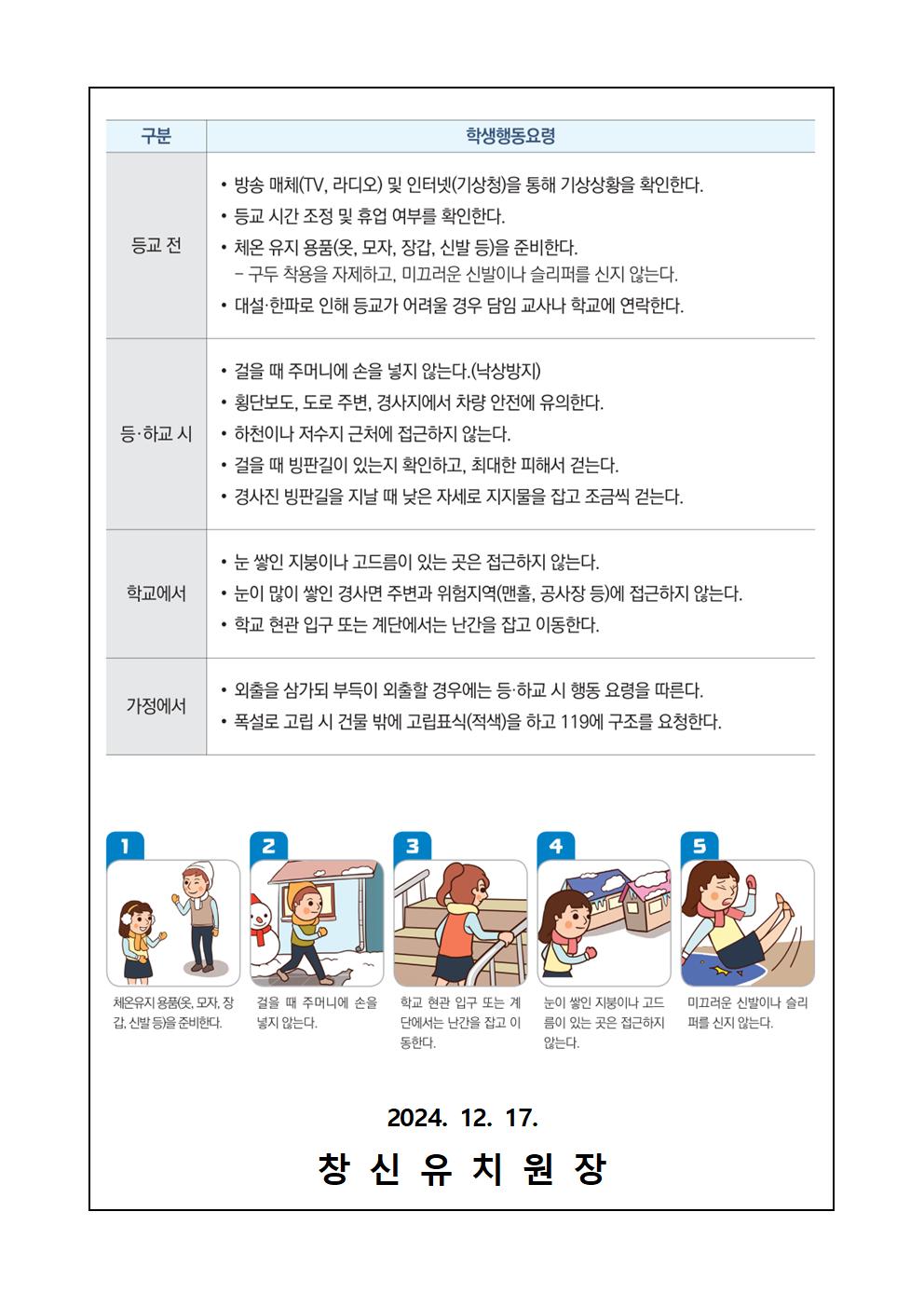 대설 및 한파 안전사고 예방 안내 가정통신문002