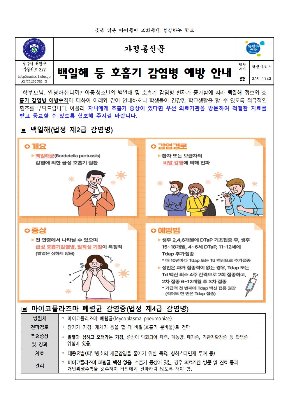 백일해 등 호흡기 감염병 예방 안내001