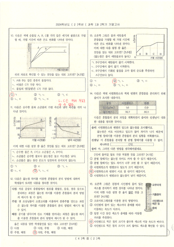 2024. 2학년 2학기 과학 기말고사 정답_2