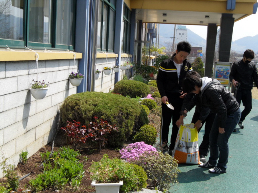 학교주변 잡초제거 및 거름주기