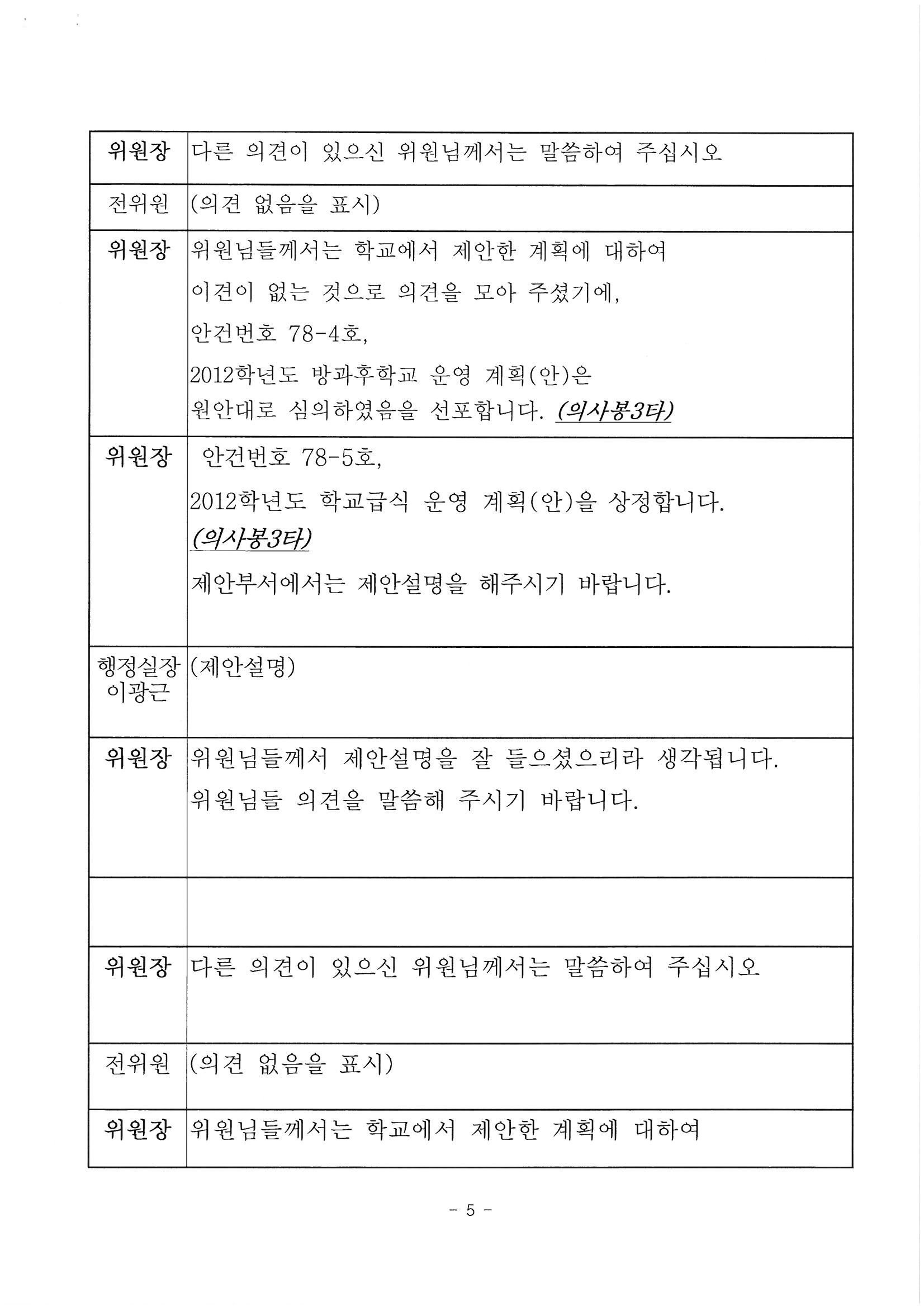 제78회 학교운영위원회 회의록 5