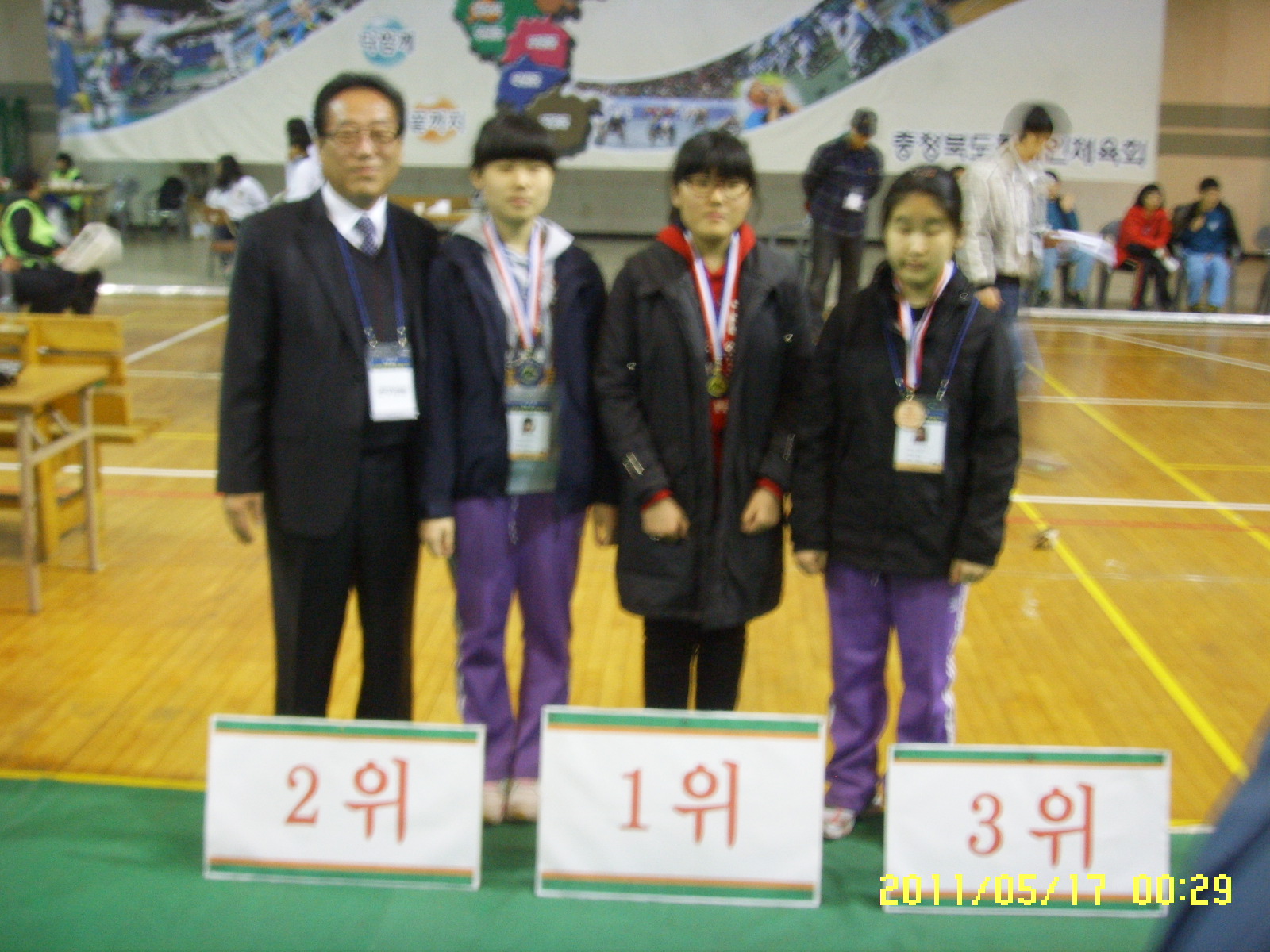 여자 500m 시상식 장면입니다.