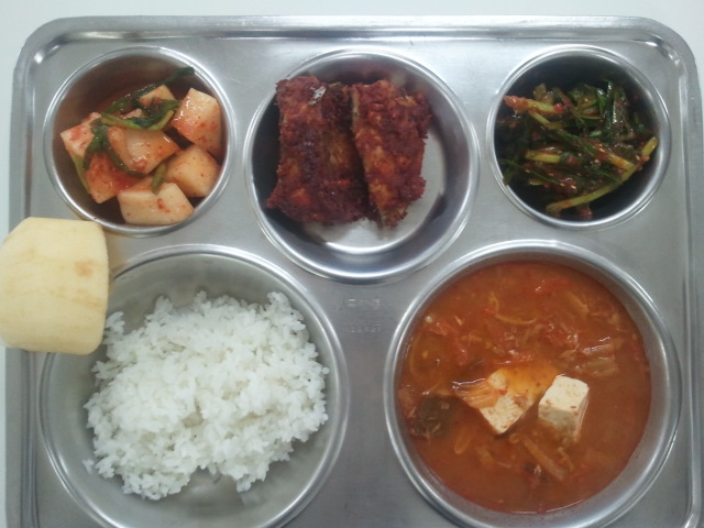 17일 찹쌀밥,참치김치찌개,열무겉절이,고등어양념구이,깍두기,사과