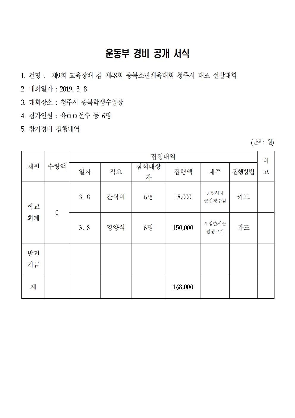 제9회 교육장배 겸 제48회 충북소체 청주시 대표 선발대회 참가 경비 공개001