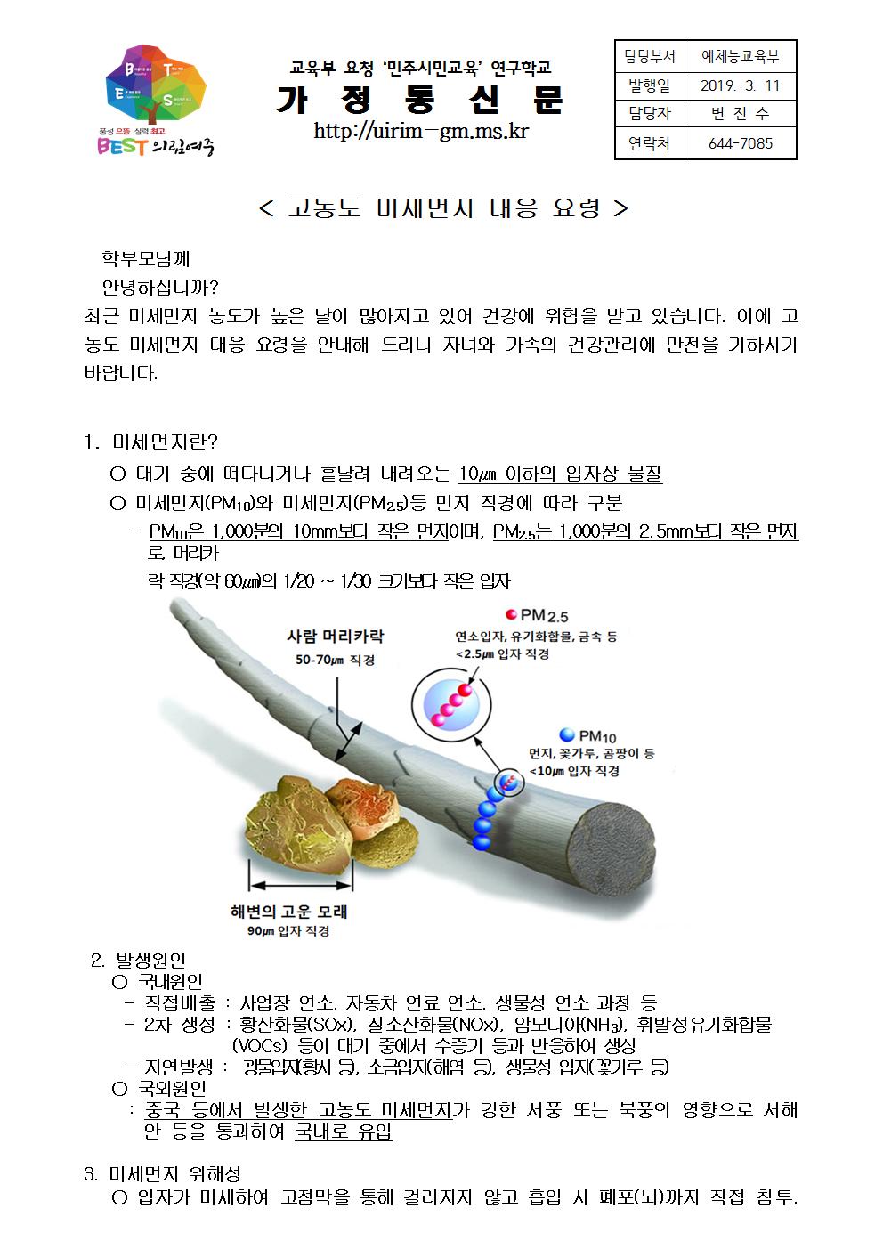 고농도 미세먼지 대응 요령(의림여중)001