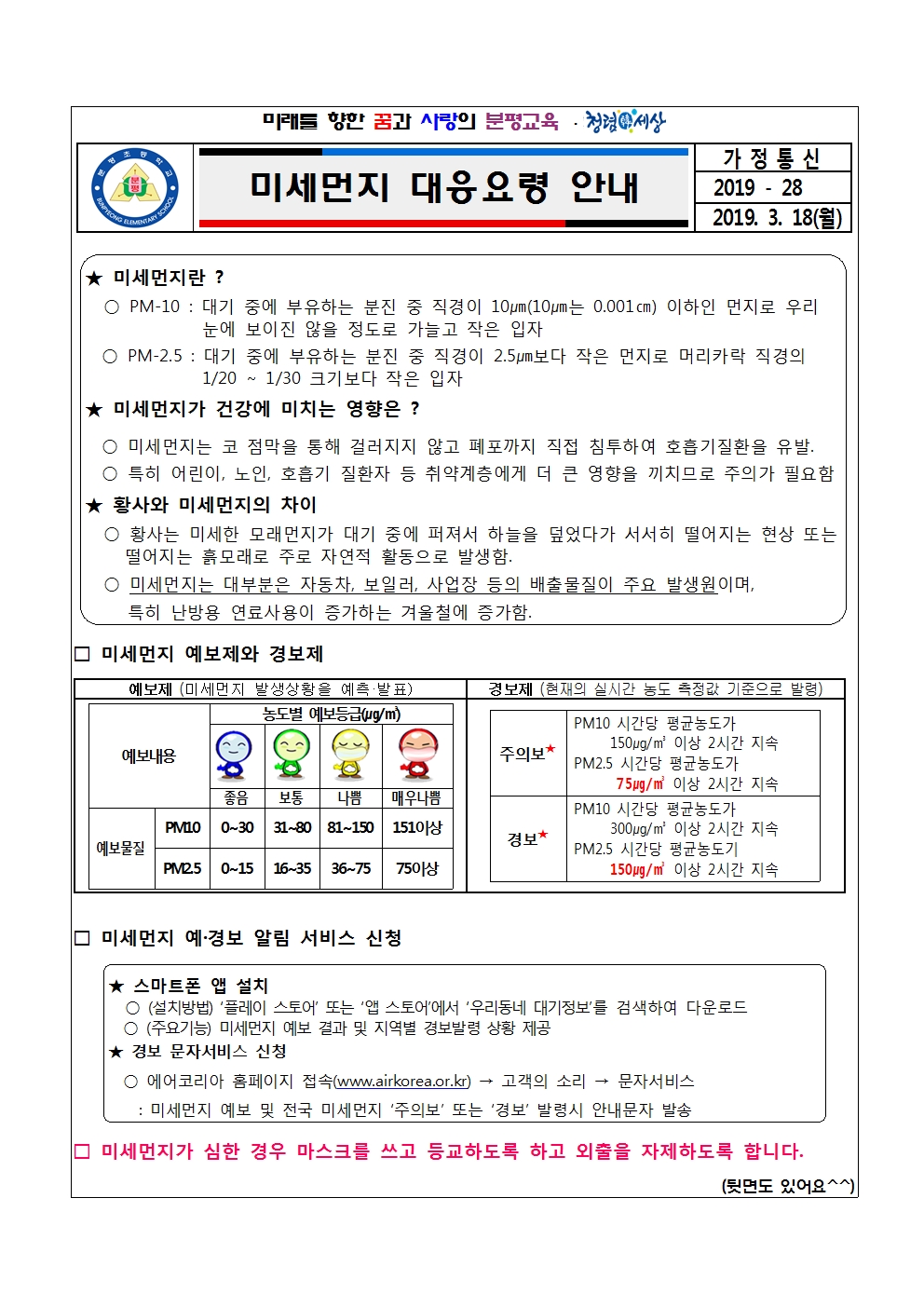 2019. 미세먼지 대응요령 안내(2)001