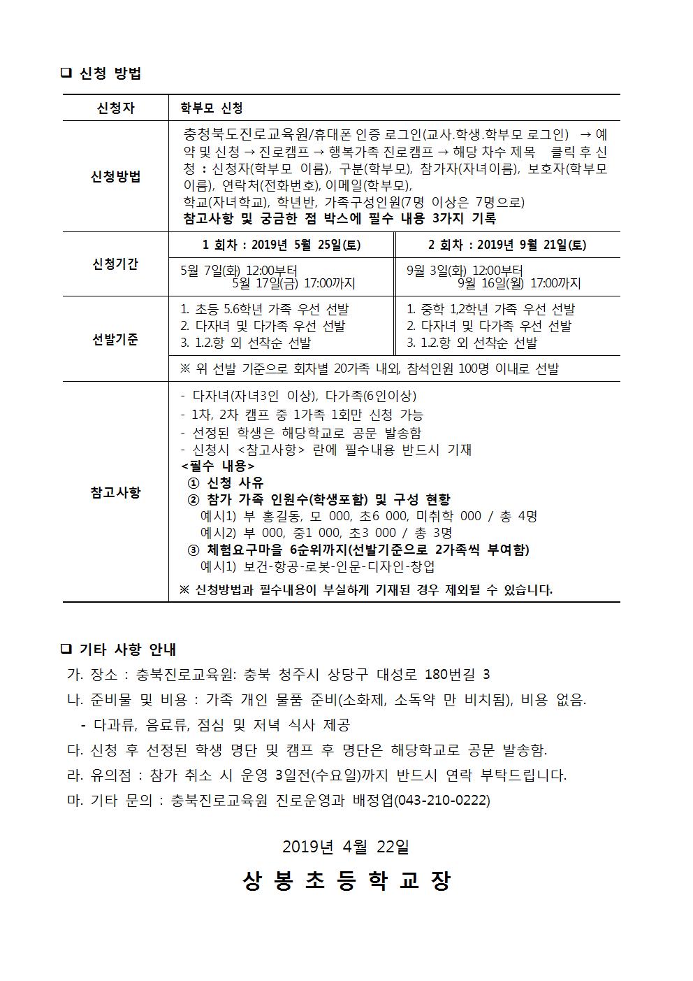 2019. 행복가족 진로캠프_신청 안내002