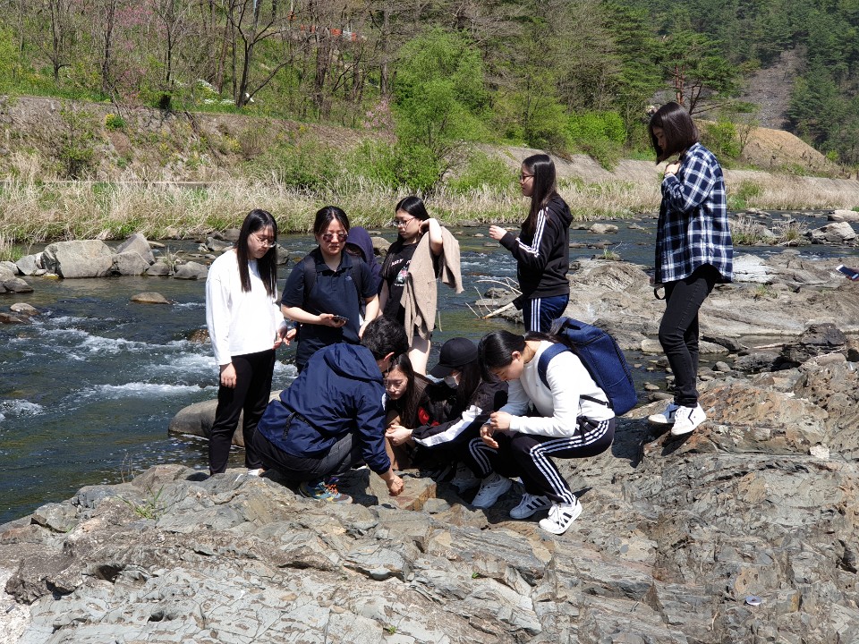 구문소 주변에서 발견되는 고생대 완족류 화석 관찰