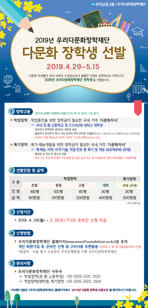 (붙임3) 2019년 우리다문화장학재단 장학생 선발 홍보물
