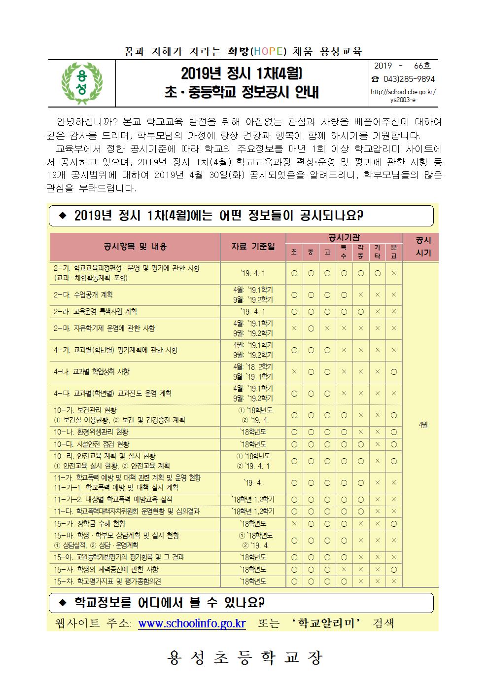 2019. 정보공시 1차 안내장001