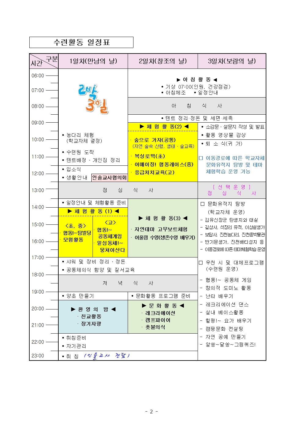 수련활동 가정통신문001002