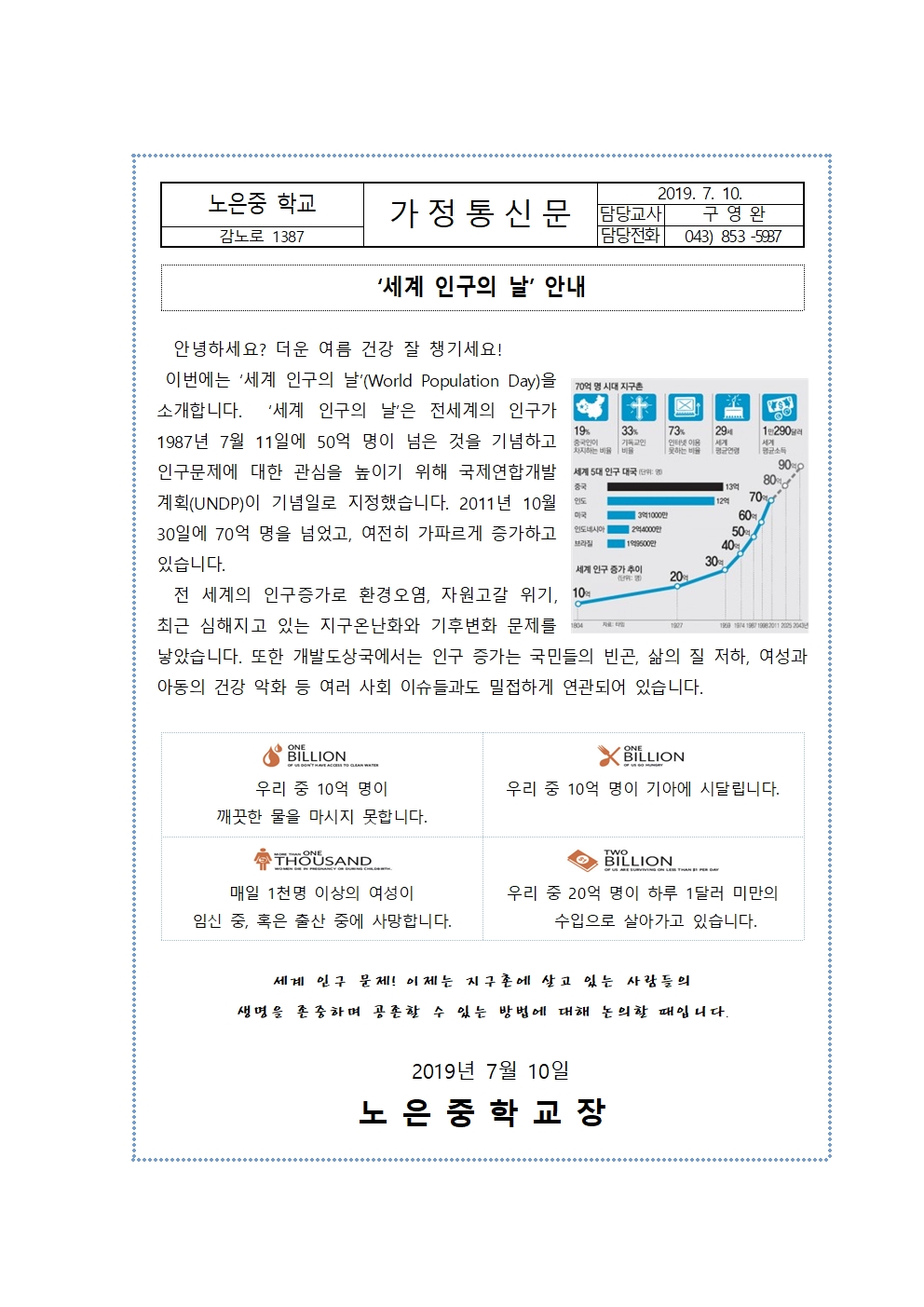 세계 인구의 날 가정통신문001