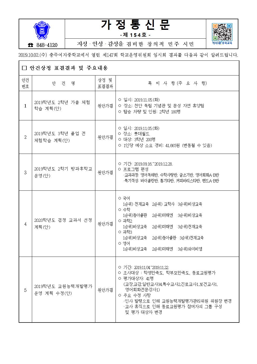 154-학교운영위원회 임시회001