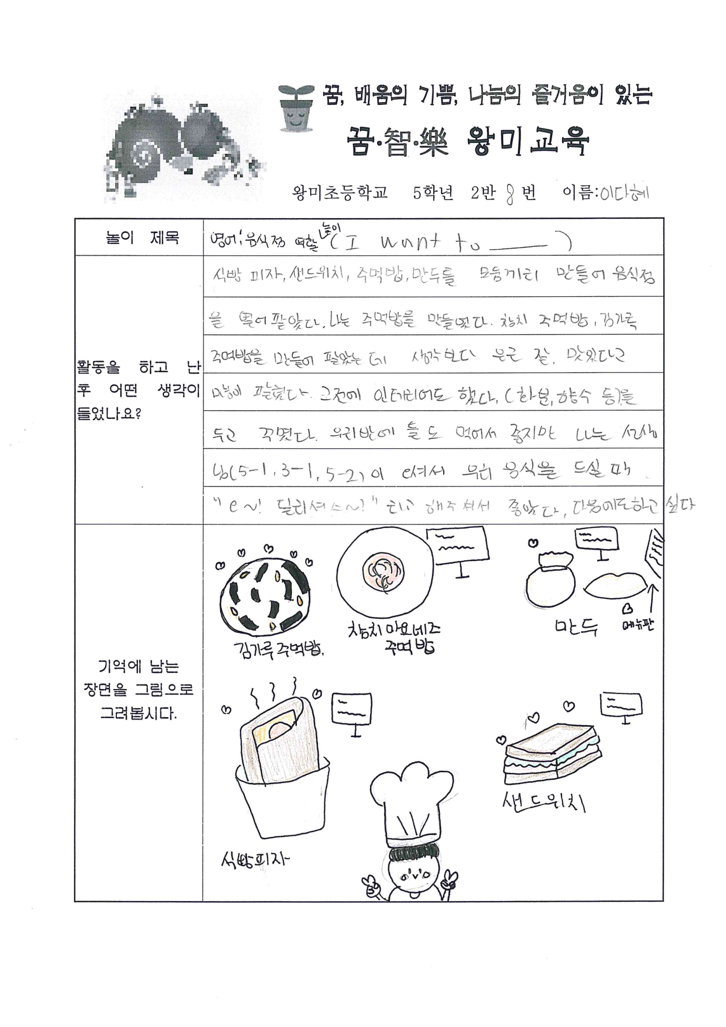 영어, 음식주문하기 역할놀이