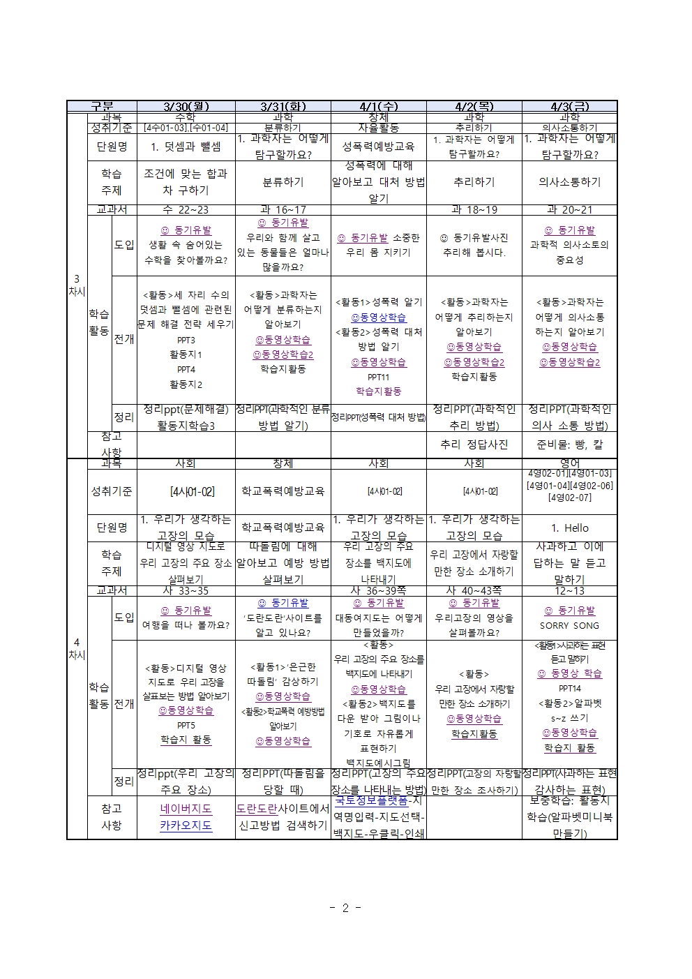 주간학습 계획안(3학년)_3월30일~4월3일002