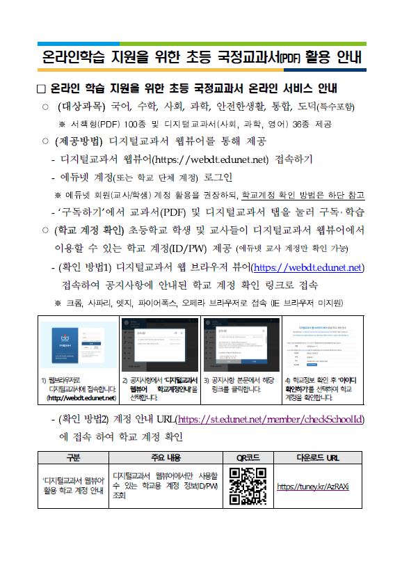 온라인학습 지원을 위한 초등 국정교과서 활용안내(1)