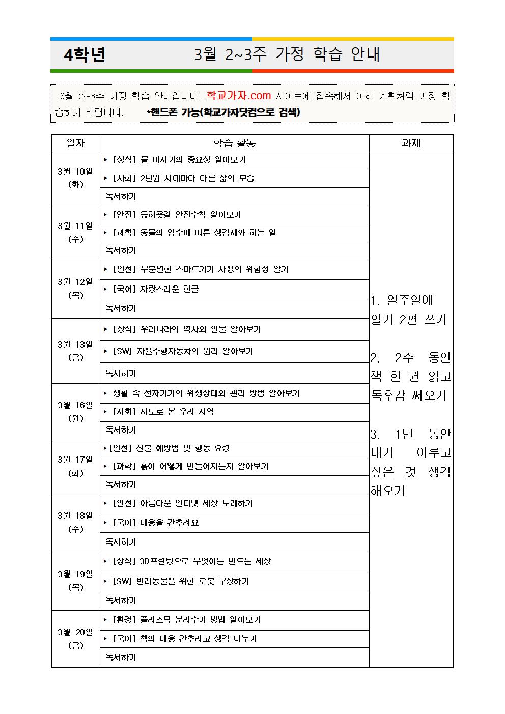 휴업기간 온라인 학습 안내(4학년)001