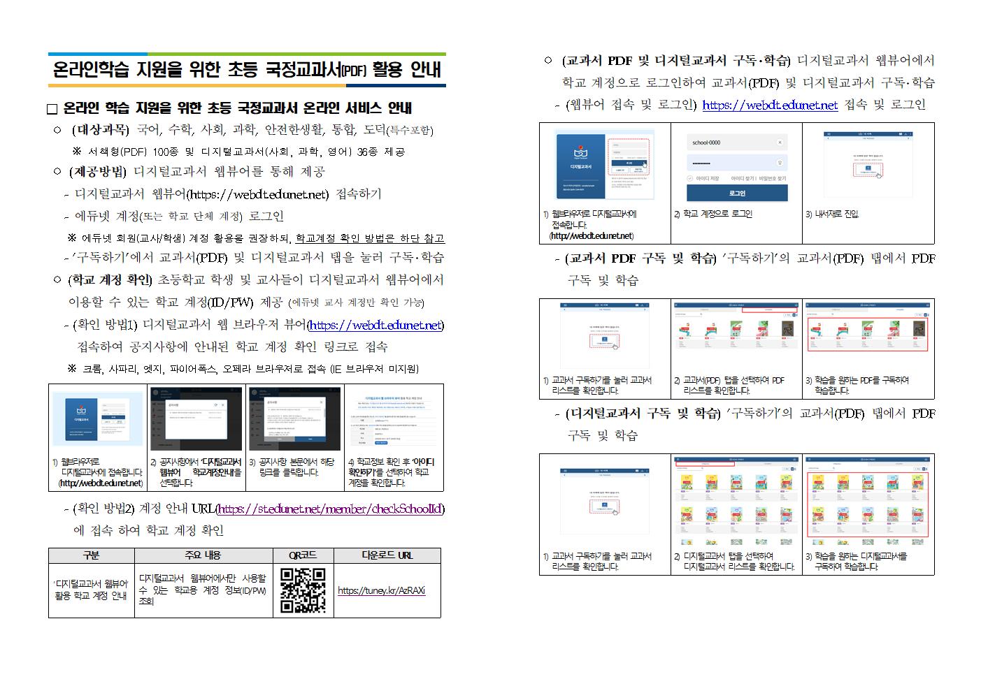 온라인 학습 지원을 위한 초등학교 국정교과서(PDF)활용 안내001