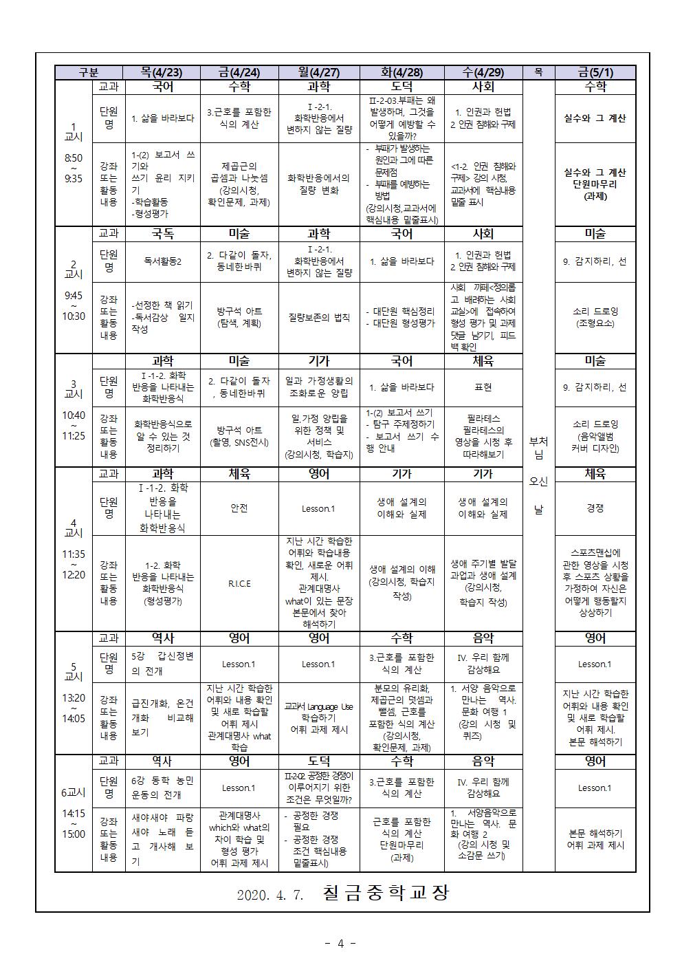 3학년 온라인 개학 및 원격수업 안내004