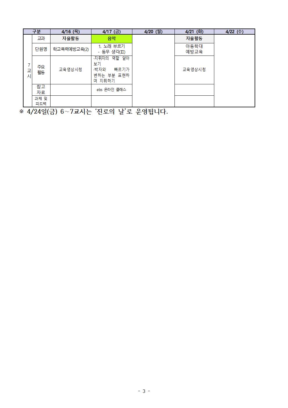 원격수업 주간학습계획 3학년 (4.16-4.22)003