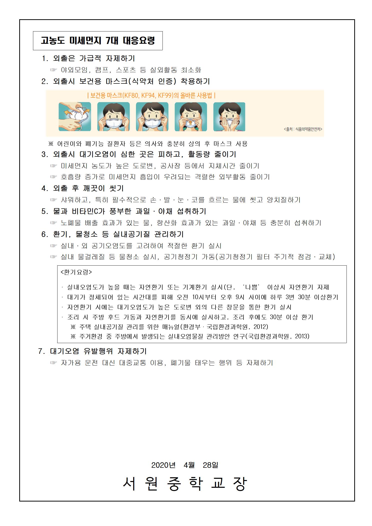 미세먼지 대응요령 안내 가정통신문002