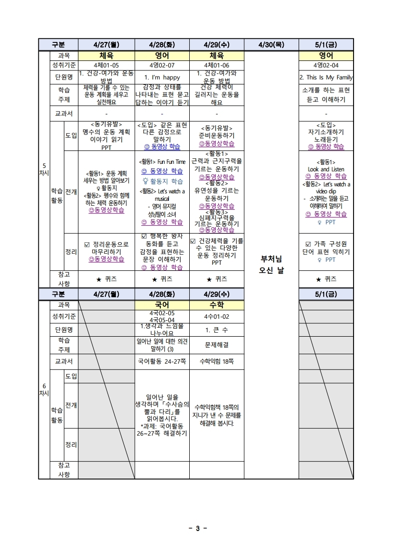 주별 온라인 학습 계획(4학년)_4월27일_5월1일.pdf_page_3