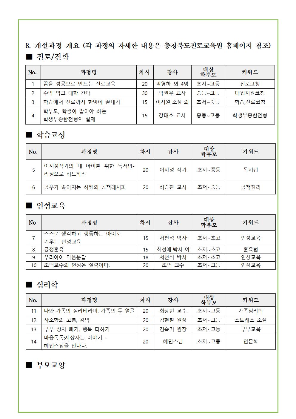 2020. 충청북도진로교육원 자녀공감 학부모 진로교육 원격과정 안내002