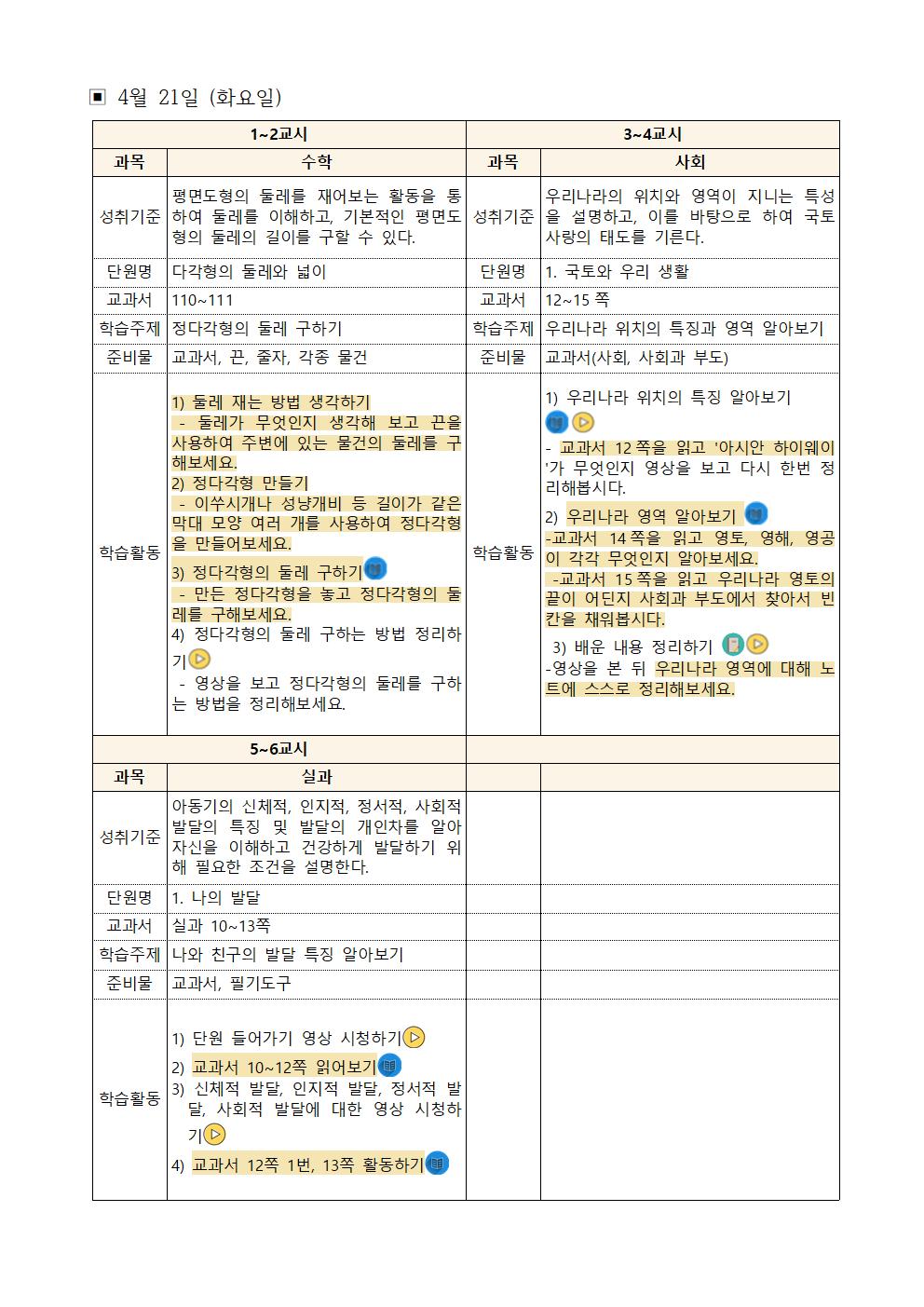 (5학년)온라인개학 주안-4월 21일