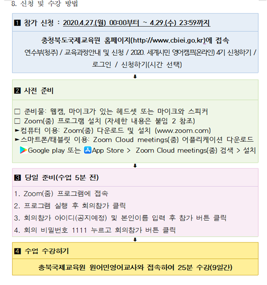 온라인 영어 학습 신청 및 수강 방법 안내