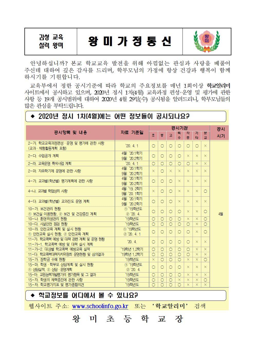 정보공시 가정통신문001