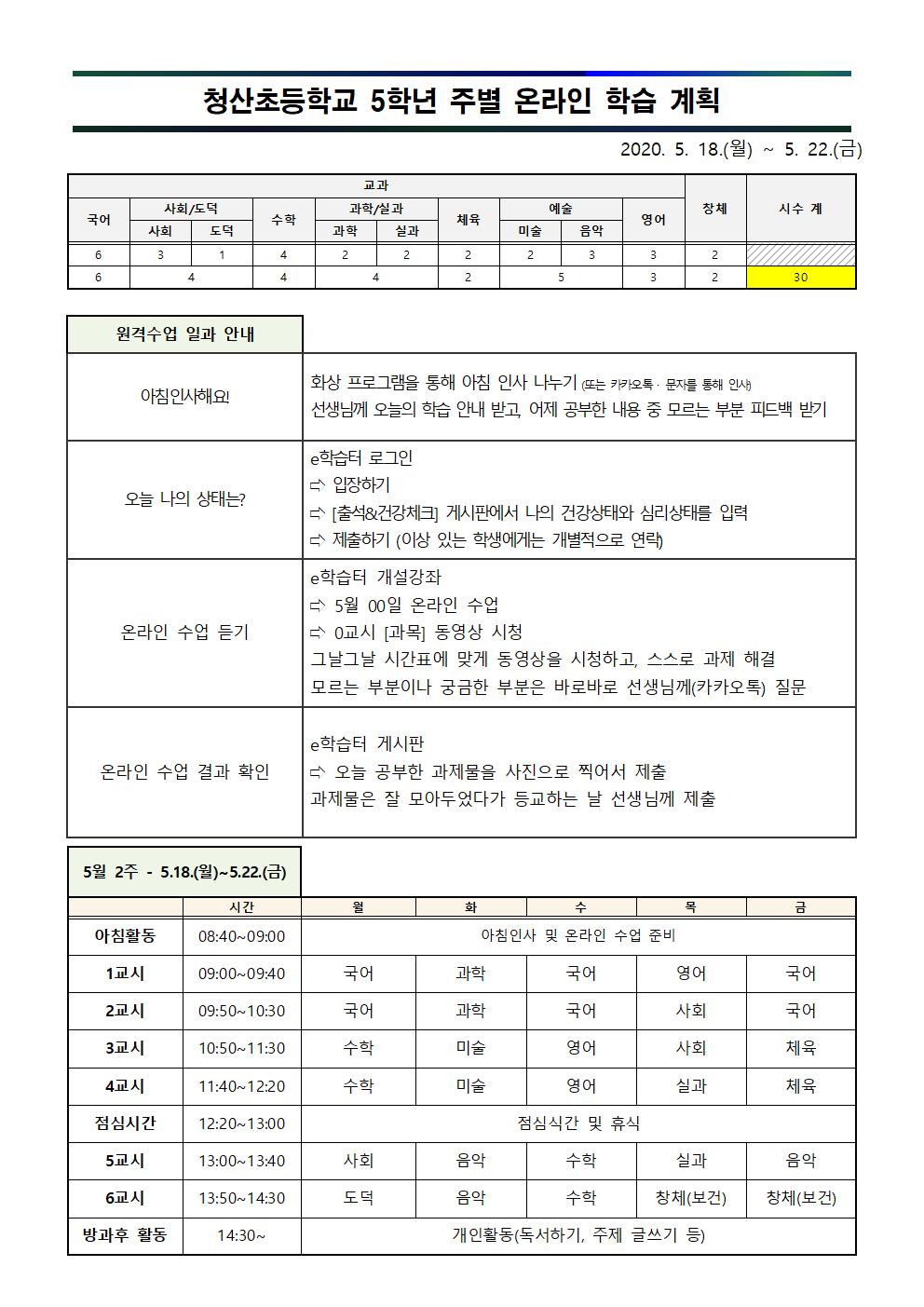 5학년1반_ 5월18일 - 5월22일(3주)001