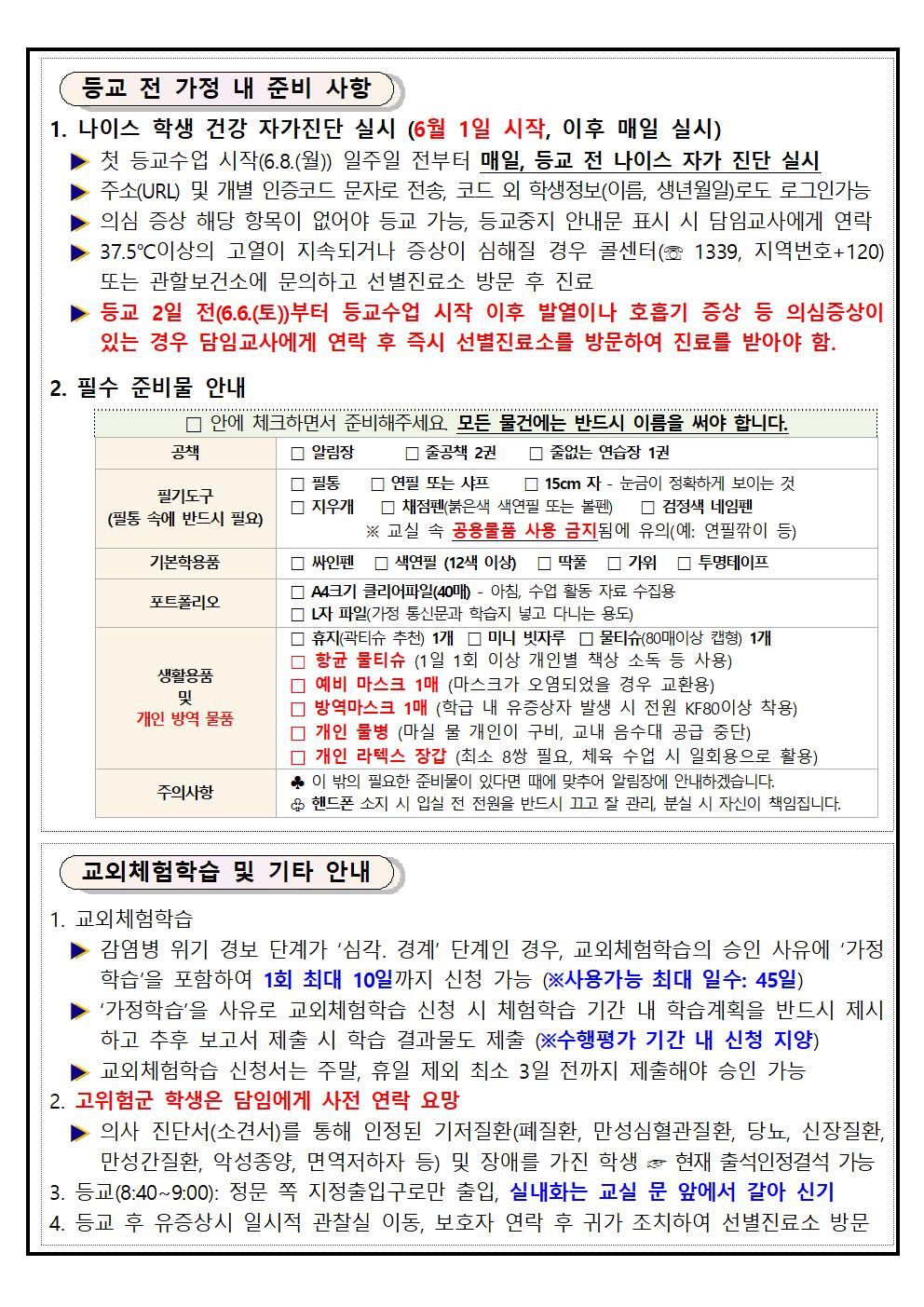 6학년 등교수업 안내(5반)002