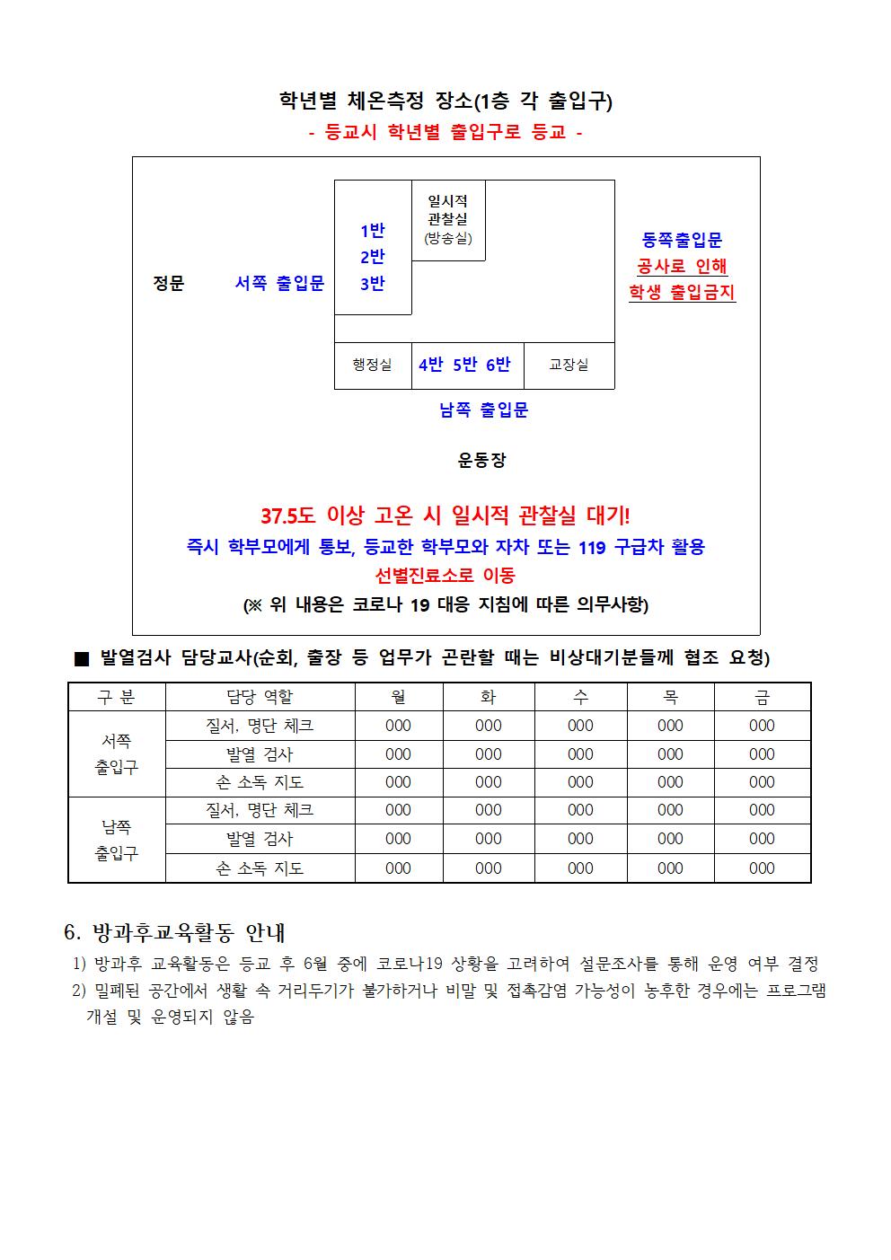 2020. 학생 등교 수업 운영 계획(학생용)005