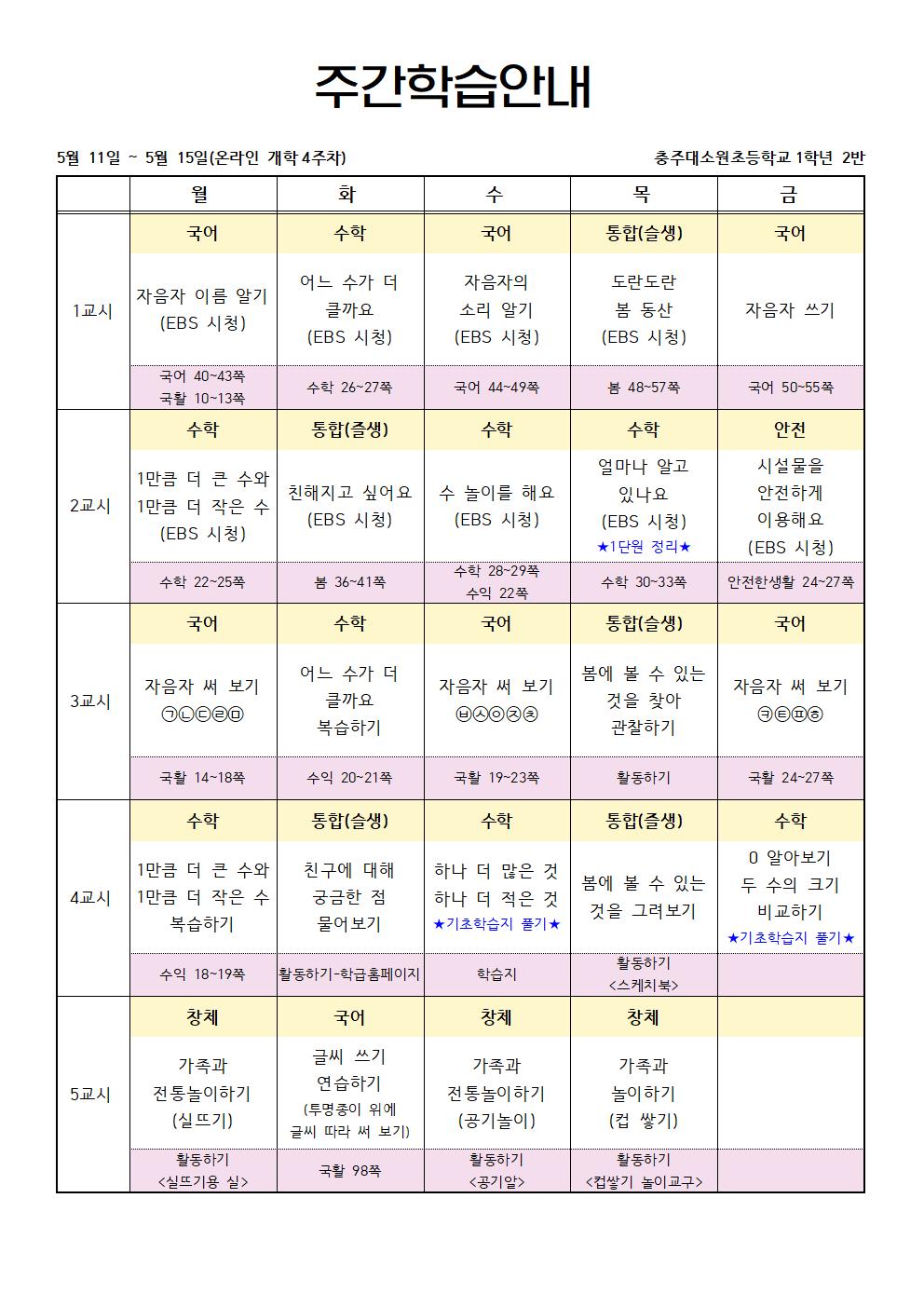 주간학습계획 4주차