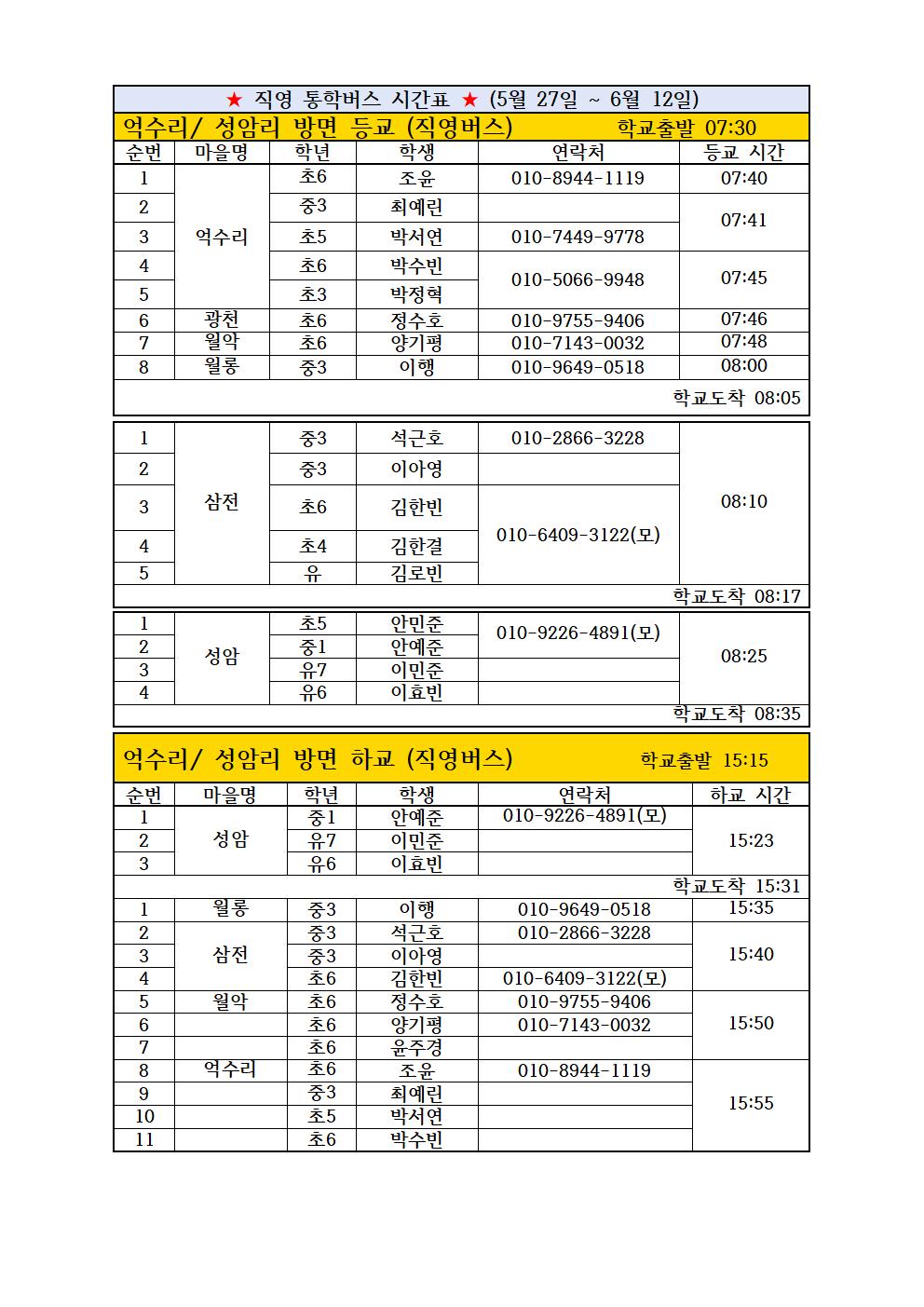 코로나19 대응 등교수업 계획 2차 변경안내 가정통신문002