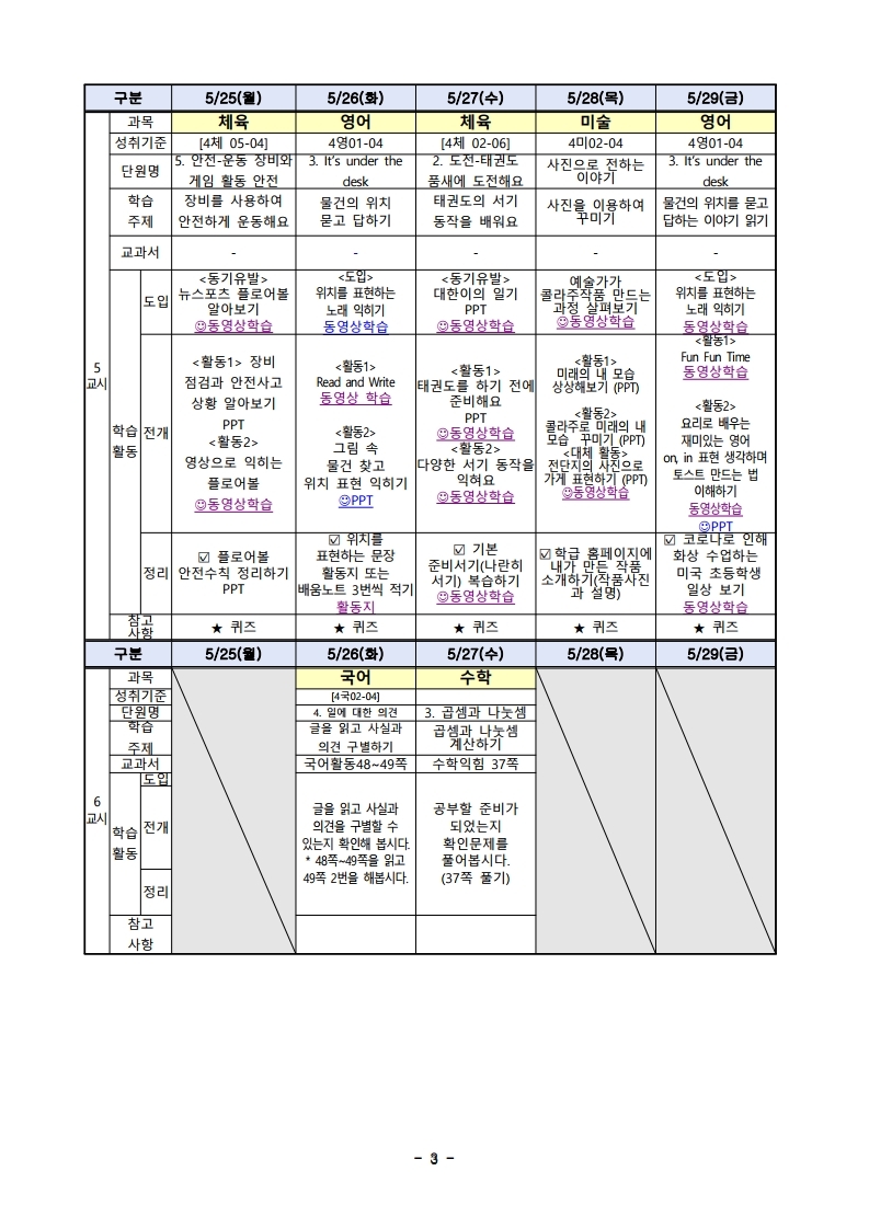 주별 온라인 학습 계획(4학년)_5월25일_5월29일.pdf_page_3