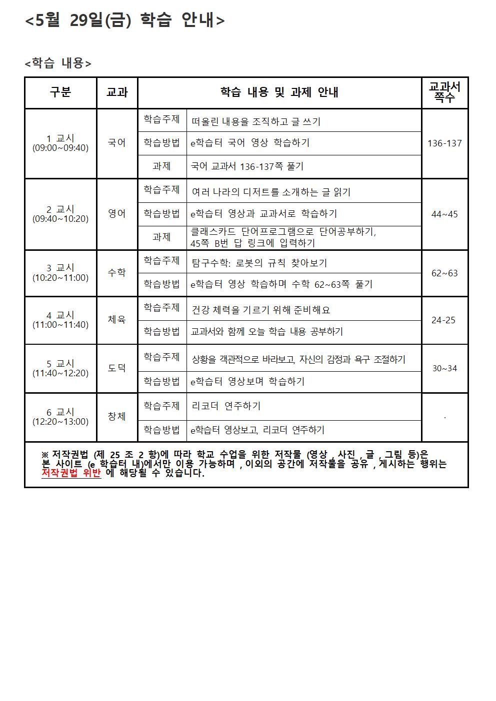 13주 주간학습 안내- 알림장 안내용(1)005