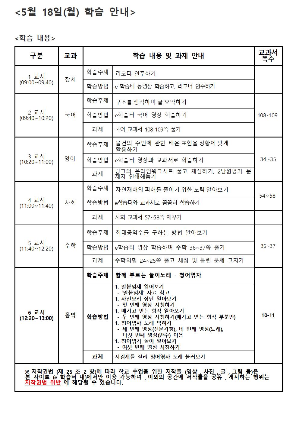 12주- 주간학습 안내- 알림장 안내용001