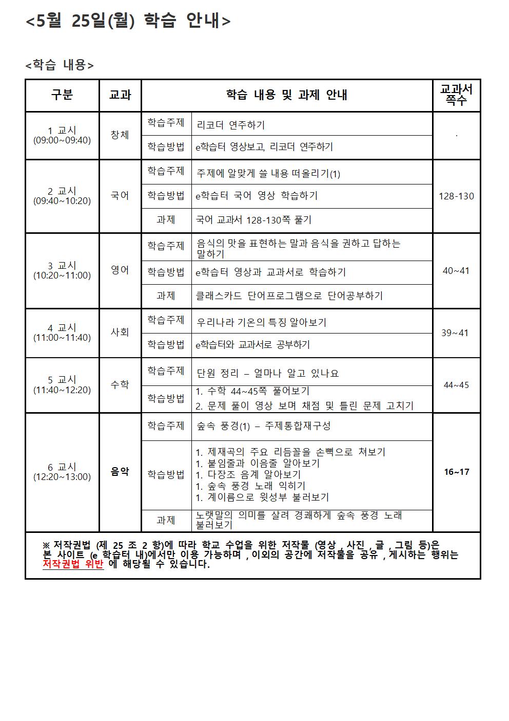 13주 주간학습 안내- 알림장 안내용001