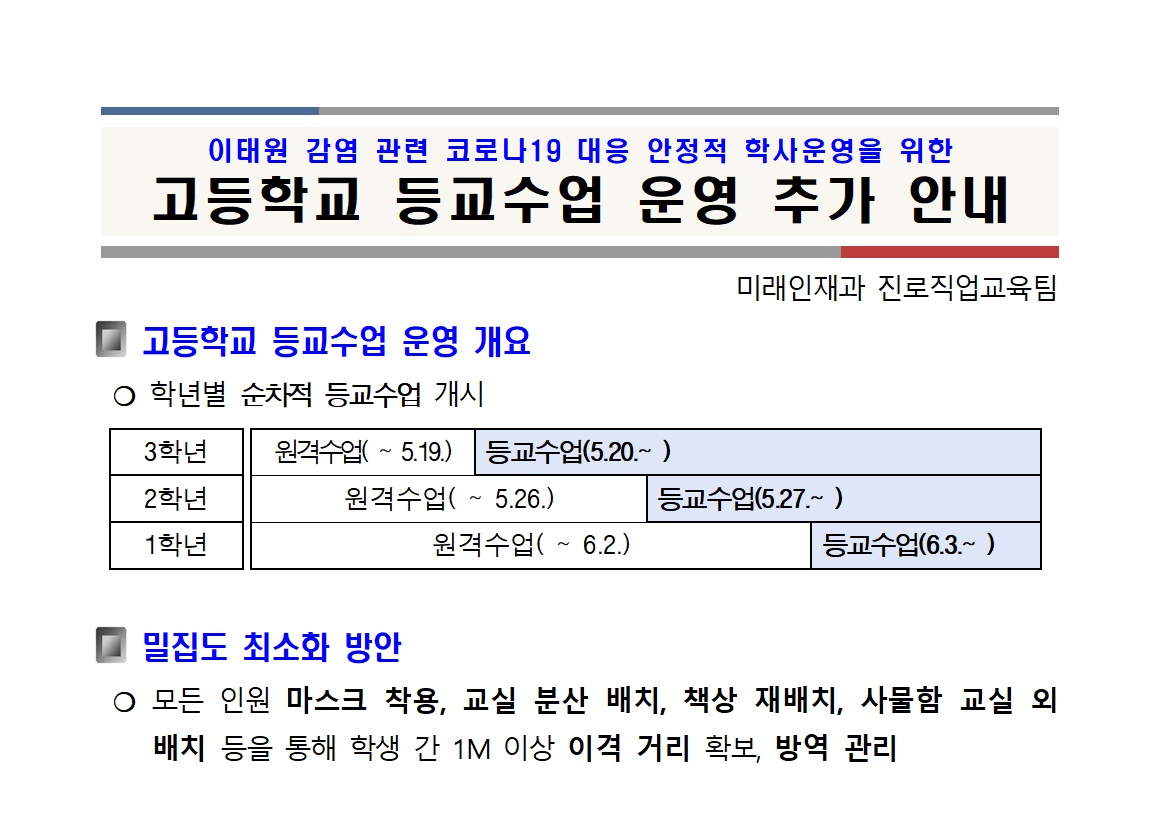 등교수업 안내001