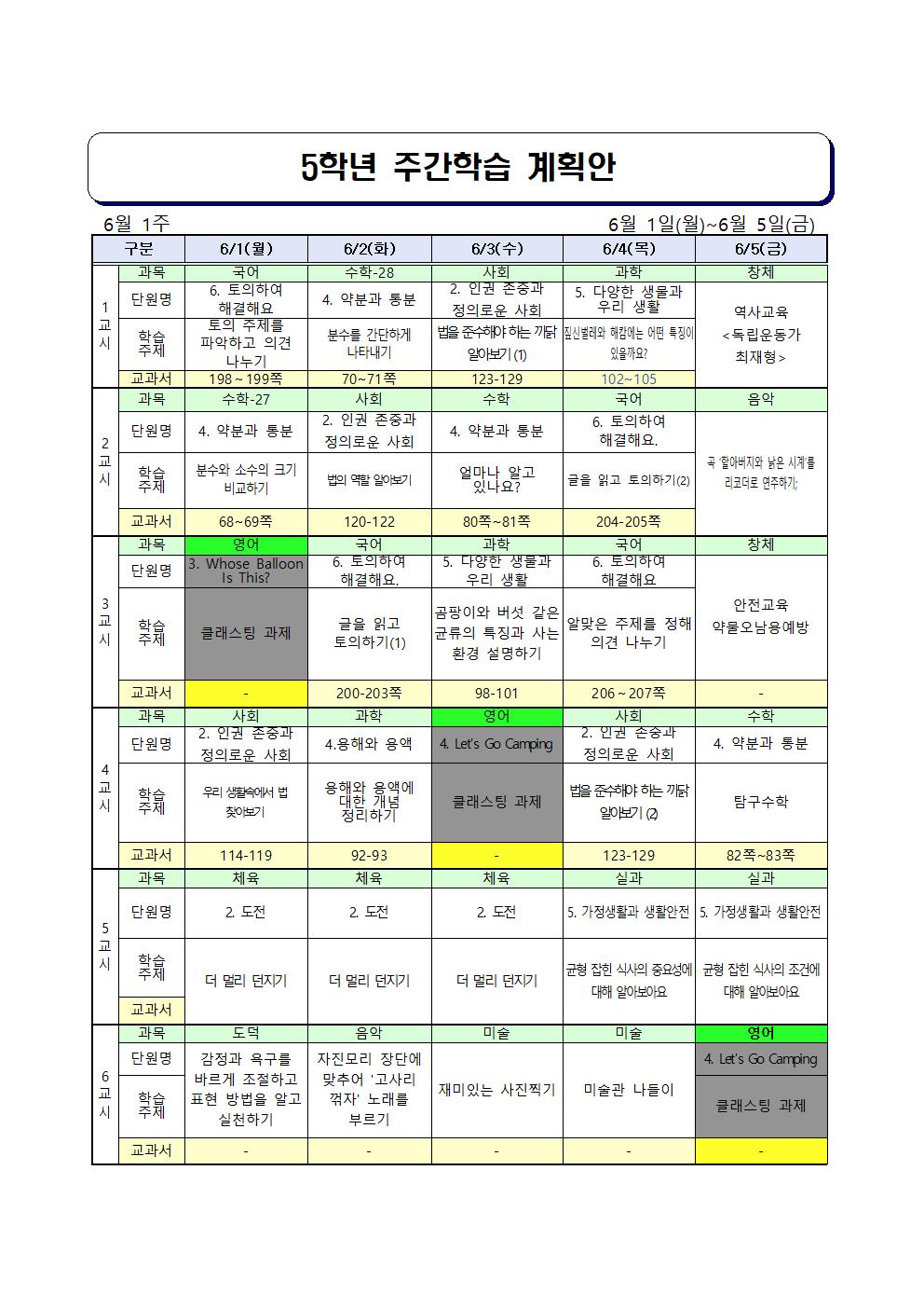 ★주간학습 계획안(5학년)_6월1일-6월5일(게시용)(1)001